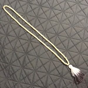 Boho beads long tassel wood necklace